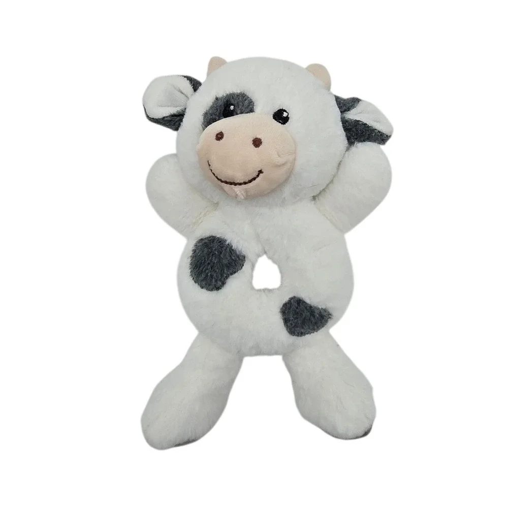 Spark Create Imagine Cow Baby Rattle Plush White Grey Spotted Crinkle Toy 336680